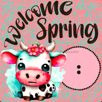 Thumbnail for Welcome Spring 13" Wood Bow Backer - BB-W-0090