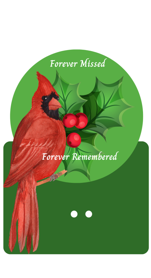 Winter Cardinal 13" Wood Bow Backer - BB-W-0020