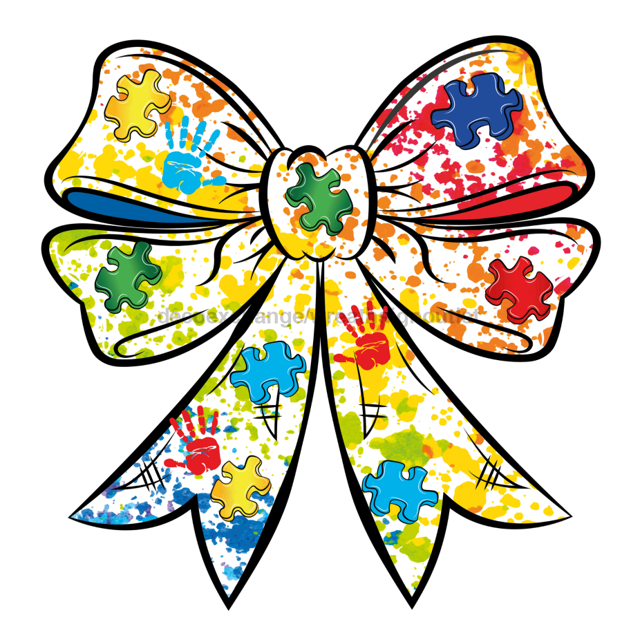 Bow Door Hanger Autism Coquette Bow wood sign DECOE-W-904787-DH 22‚Äô‚Äô Door Hanger 22‚Äô‚Äô Door Hanger