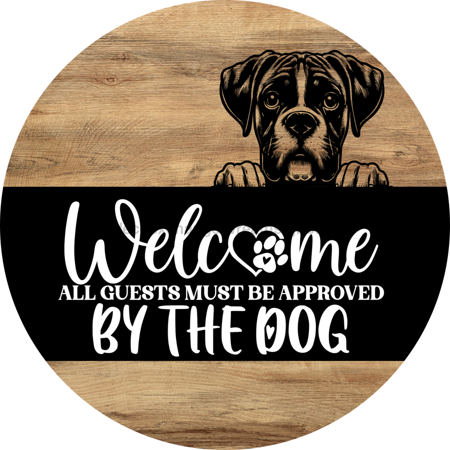 Dog Door Hanger, Hello Brought Treats Door Hanger, DCO-01975-DH, 18" Round Wood