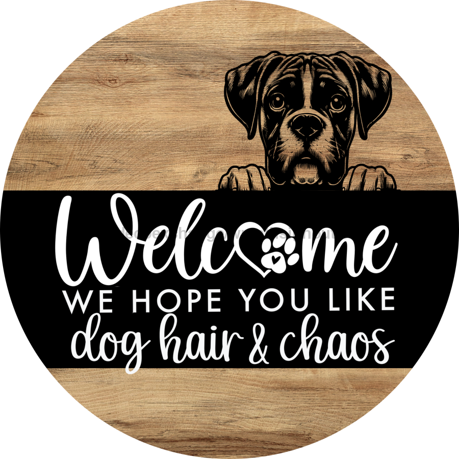 Dog Door Hanger, Hello Brought Treats Door Hanger, DCO-01975-DH, 18" Round Wood