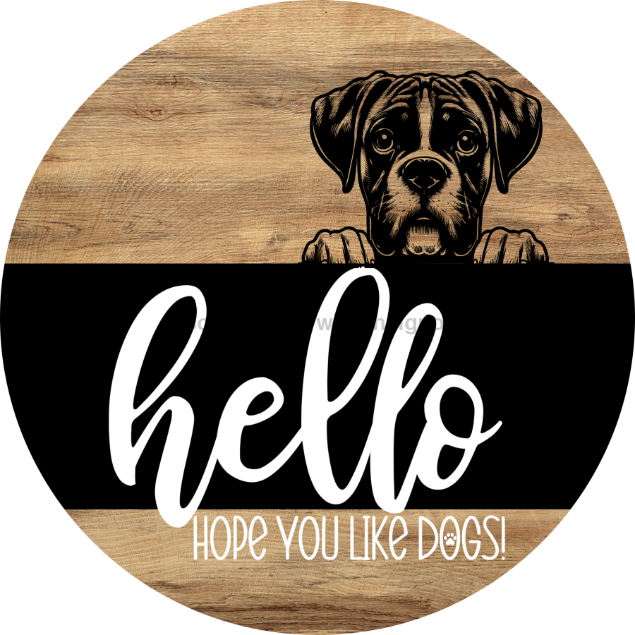 Dog Door Hanger, Hello Brought Treats Door Hanger, DCO-01975-DH, 18" Round Wood