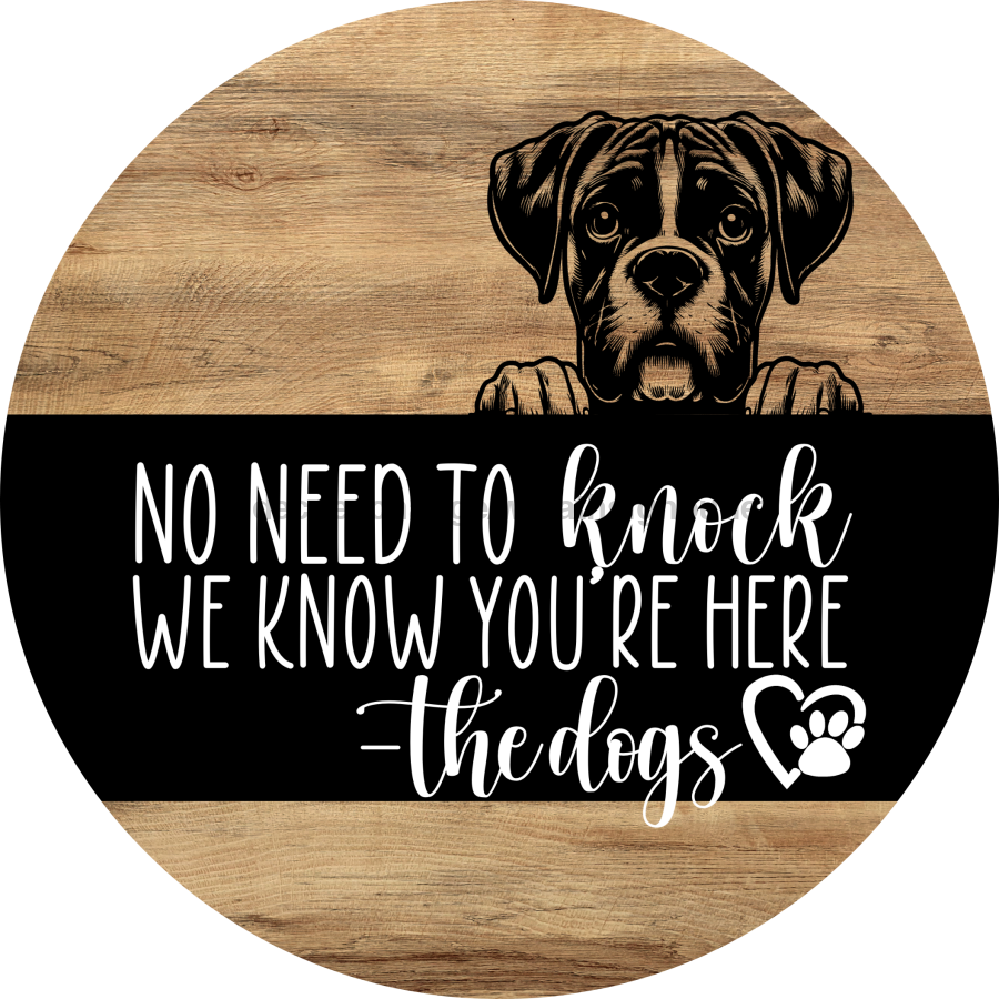 Dog Door Hanger, Hello Brought Treats Door Hanger, DCO-01975-DH, 18" Round Wood