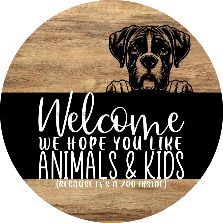 Dog Door Hanger, Hello Brought Treats Door Hanger, DCO-01975-DH, 18" Round Wood