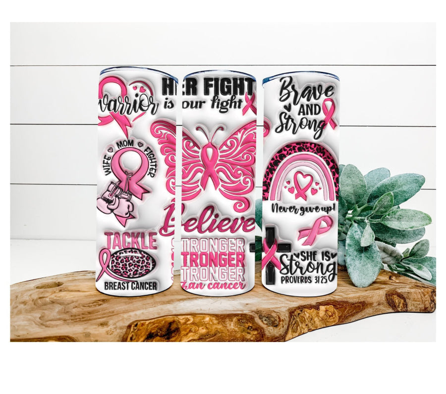 Breast Cancer Awareness Tumbler, Survivor Tumbler, 20 oz Skinny Tumbler - DECOETUMBLER-343