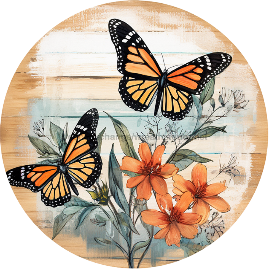 Butterfly Door Hanger, DCO-00847-DH, Sign For Wreath, 18" Round Door Hanger - DecoExchange®