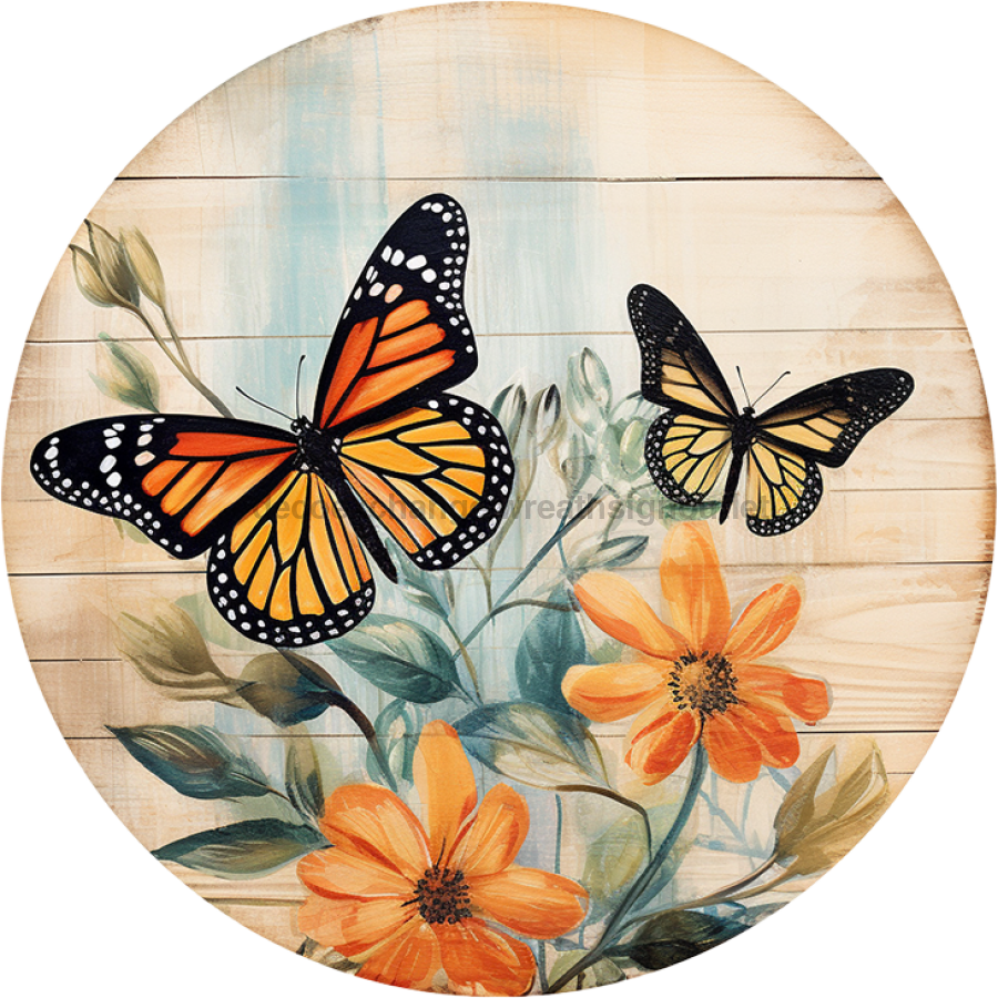 Butterfly Door Hanger, DCO-00848-DH, Sign For Wreath, 18" Round Door Hanger - DecoExchange®