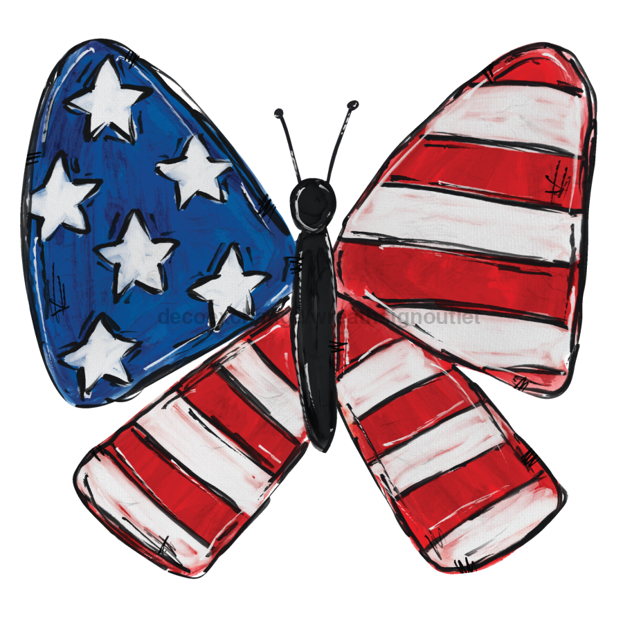 Butterfly Patriotic 22" Wood Door Hanger - DECOE-W-131-DH