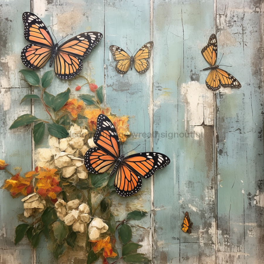 Butterfly Sign Floral Dco-00976 For Wreath 10X10 Metal