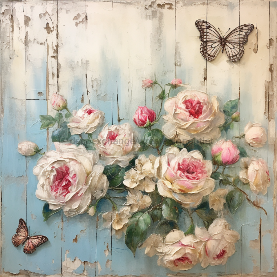 Butterfly Sign Pink Floral Dco-01002 For Wreath 10X10 Metal