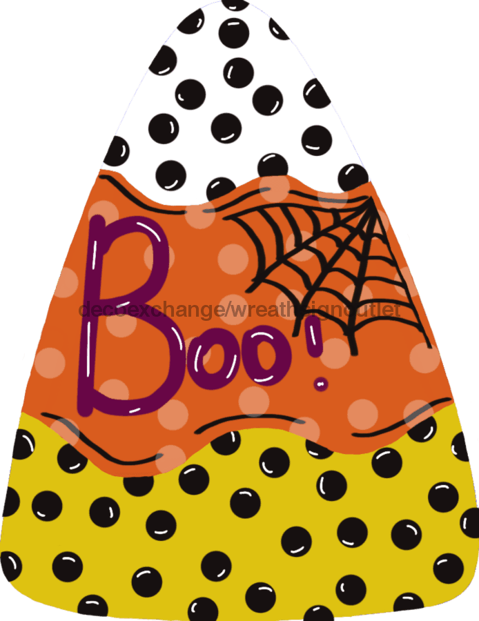 Candy Corn with Boo, wood sign, DECOE-W-005 door hanger, halloween