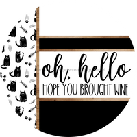 Thumbnail for Cat Door Hanger, Hello Brought Wine Door Hanger, DCO-01923-DH, 18