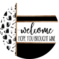 Thumbnail for Cat Door Hanger, Welcome Brought Wine Door Hanger, DCO-01924-DH, 18