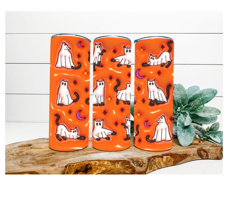 Cat Halloween Tumbler, 20 oz Skinny Tumbler - DECOETUMBLER-353