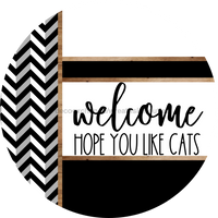 Thumbnail for Chevron Door Hanger, Welcome Like Cats Door Hanger, DCO-01814-DH, 18