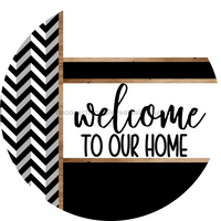 Thumbnail for Chevron Door Hanger, Welcome To Our Home Door Hanger, DCO-01803-DH, 18