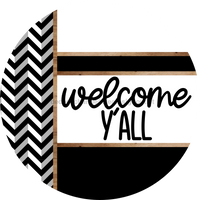 Thumbnail for Chevron Door Hanger, Welcome Yall Door Hanger, DCO-01802-DH, 18