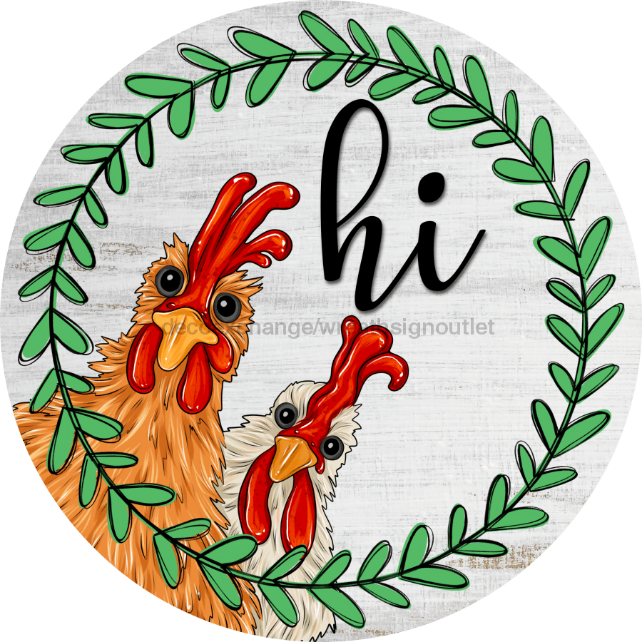 Chicken Door Hanger Funny Dco-01192-Dh 18 Round Wood