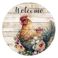 Thumbnail for Chicken Farmhouse 10" Metal Wreath Sign - DECOE-5225