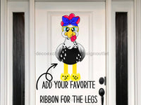 Thumbnail for Chicken Ribbon Leg Chicken 22" Wood Door Hanger - CR-W-128-DH