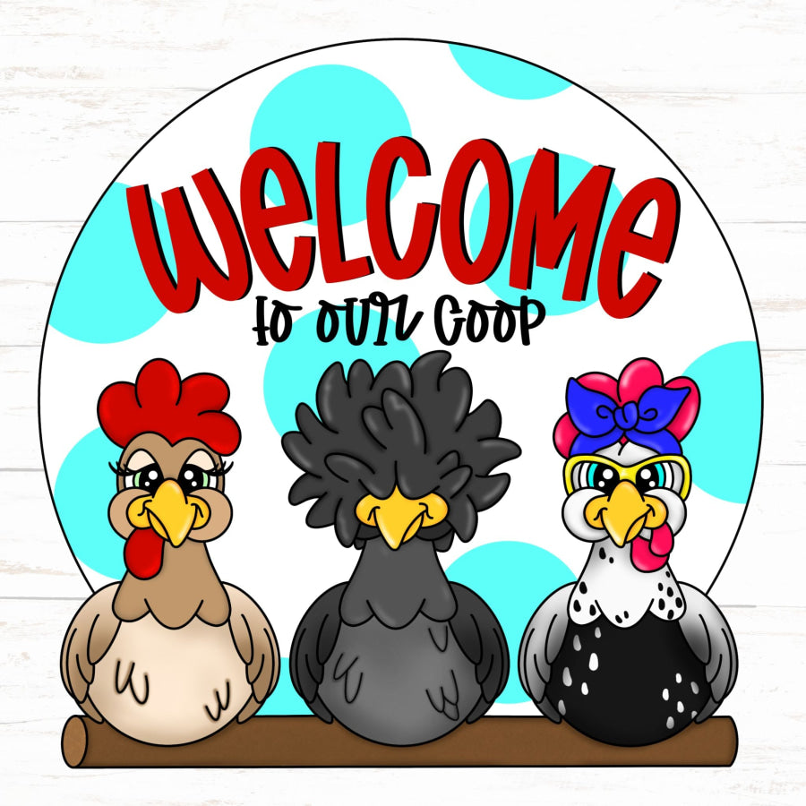 Chicken Welcome To The Coop 22" Wood Door Hanger - CR-W-133-DH