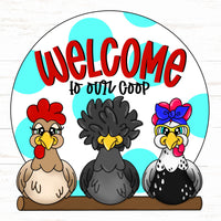 Thumbnail for Chicken Welcome To The Coop 22" Wood Door Hanger - CR-W-133-DH