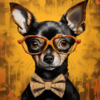 Thumbnail for Chihuahua Dog With Glasses Sign Funny Animal Wall Art Dco - 01345 For Wreath 10X10’ Metal