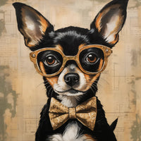 Thumbnail for Chihuahua Dog With Glasses Sign Funny Animal Wall Art Dco - 01346 For Wreath 10X10’ Metal