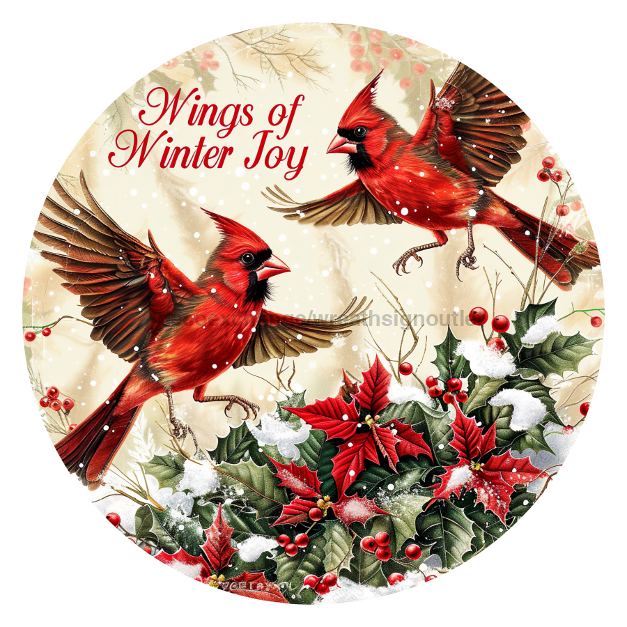 Christmas Cardinals 10" Wood Wreath Sign - DCO-102646-D