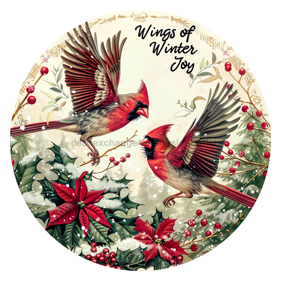 Christmas Cardinals 18" Wood Door Hanger - DCO-102648-DH