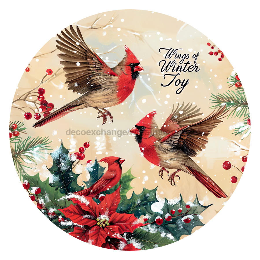 Christmas Cardinals 18" Wood Door Hanger - DCO-102653-DH