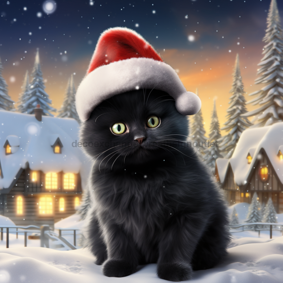 Christmas Cat Mb-00008 Sign For Wreath 10X10‚Äô Metal