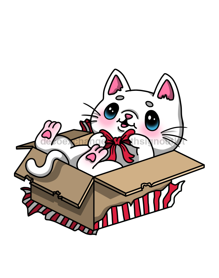 Christmas Cat Sign, wood sign, DECOE-W-904795-DH, 22" Door Hanger