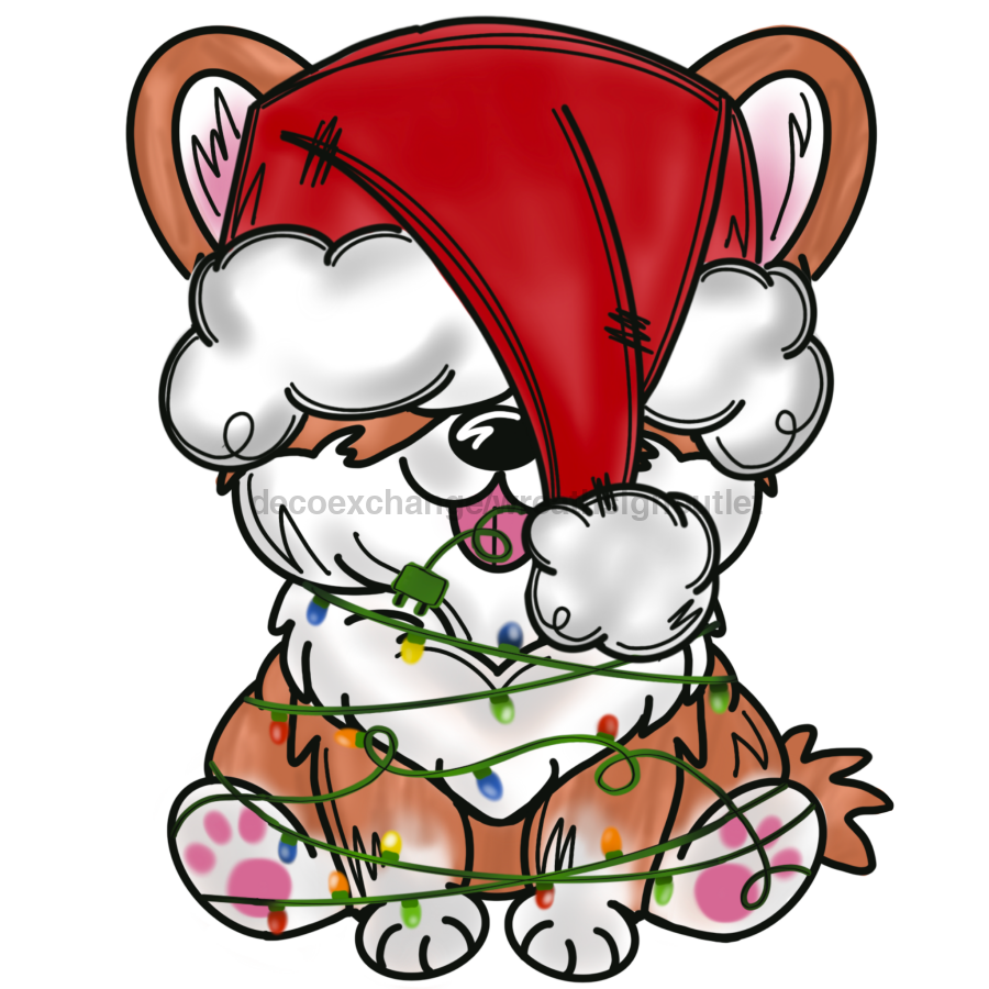 Christmas Dog Corgi Door Hanger Mj-W-00073-Dh 22‚Äô Wood