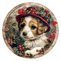 Thumbnail for Christmas Dog 10" Wood Wreath Sign - DCO-102722-D