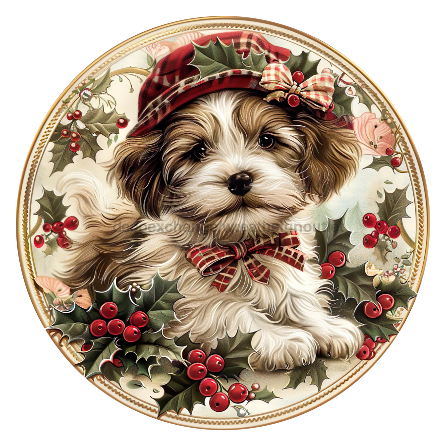 Christmas Dog 18" Wood Door Hanger - DCO-102723-DH