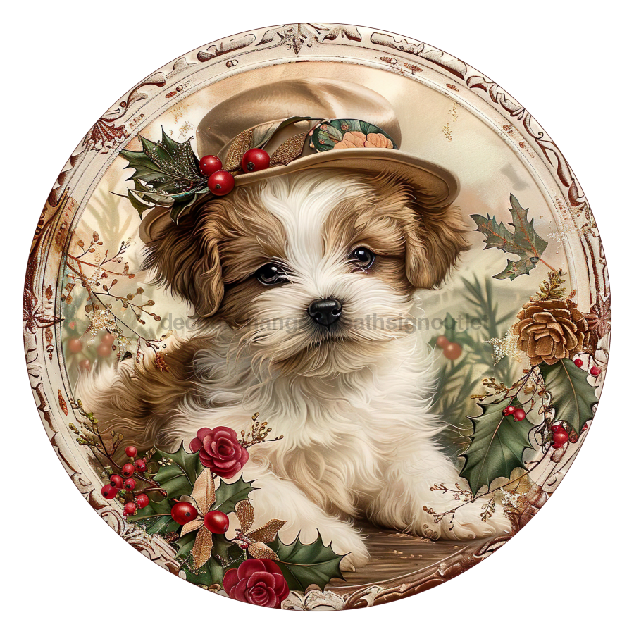 Christmas Dog 18" Wood Door Hanger - DCO-102726-DH