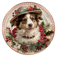 Thumbnail for Christmas Dog 10" Wood Wreath Sign - DCO-102727-D