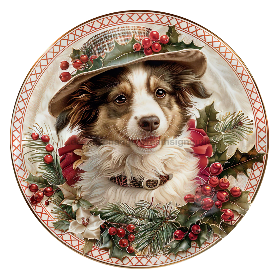 Christmas Dog 18" Wood Door Hanger - DCO-102727-DH