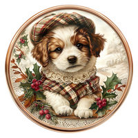 Thumbnail for Christmas Dog 10" Metal Wreath Sign - DCO-102731