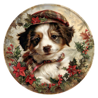 Thumbnail for Christmas Dog 10" Wood Wreath Sign - DCO-102732-D