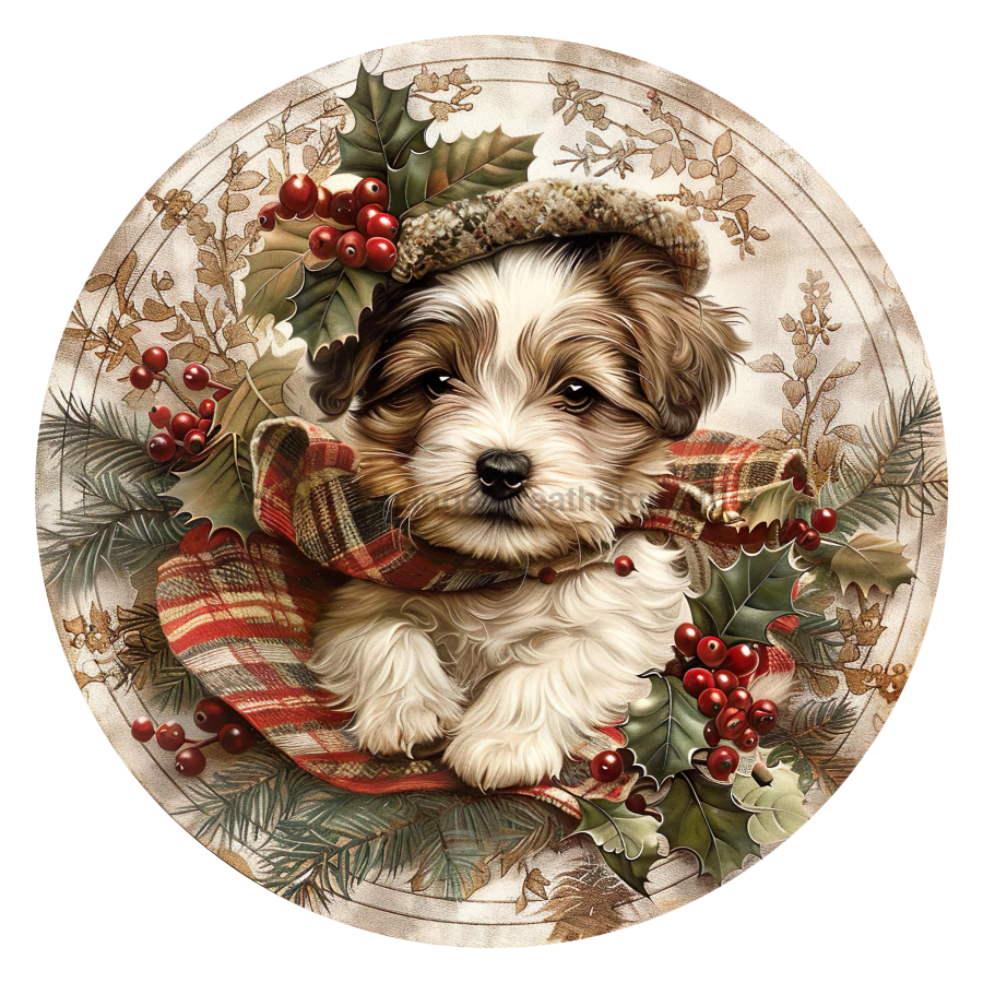 Christmas Dog 18" Wood Door Hanger - DCO-102740-DH