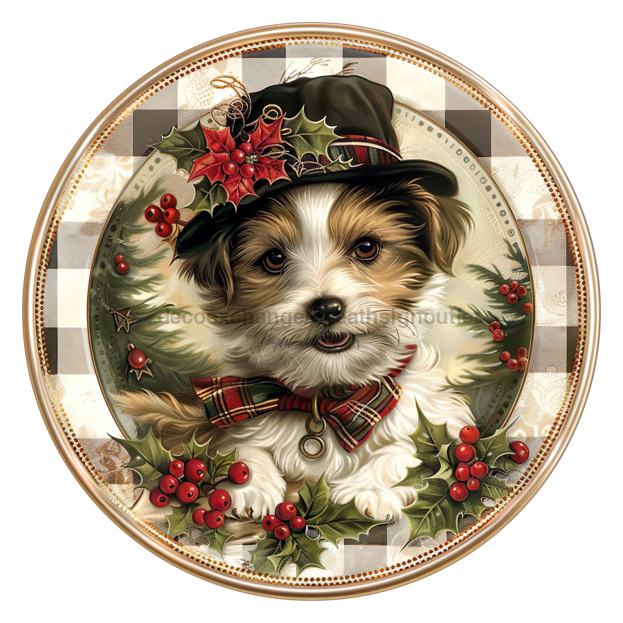 Christmas Dog 18" Wood Door Hanger - DCO-102741-DH
