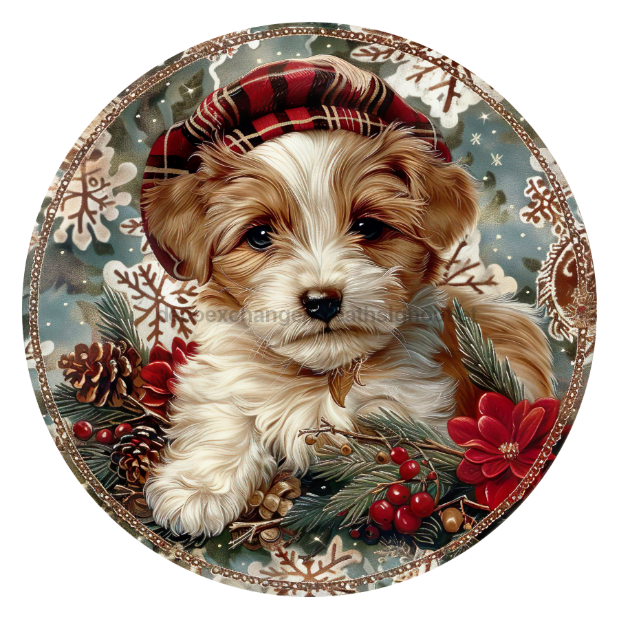 Christmas Dog 18" Wood Door Hanger - DCO-102745-DH