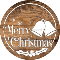 Thumbnail for Christmas Door Hanger Merry Wood Grain Decoe-2651 Round Sign 18