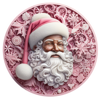 Thumbnail for Christmas Pink Santa 18" Wood Door Hanger - DECOE-4659-DH