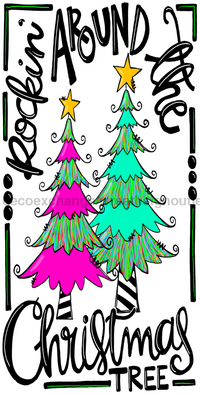 Thumbnail for Christmas Rockin Around The Tree Purple 6x12" Metal Wreath Sign - DECOE-073