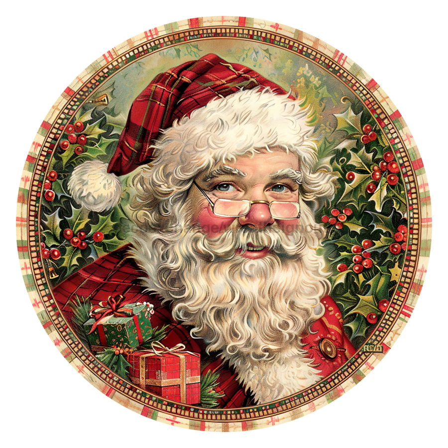 Christmas Santa 10" Metal Wreath Sign - DCO-102671