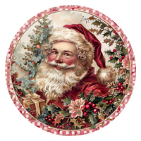 Thumbnail for Christmas Santa 10" Wood Wreath Sign - DCO-102672-D