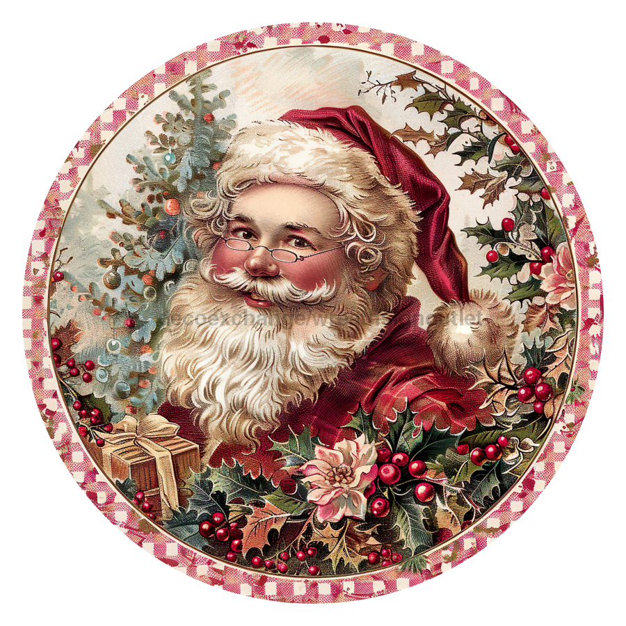 Christmas Santa 10" Metal Wreath Sign - DCO-102672